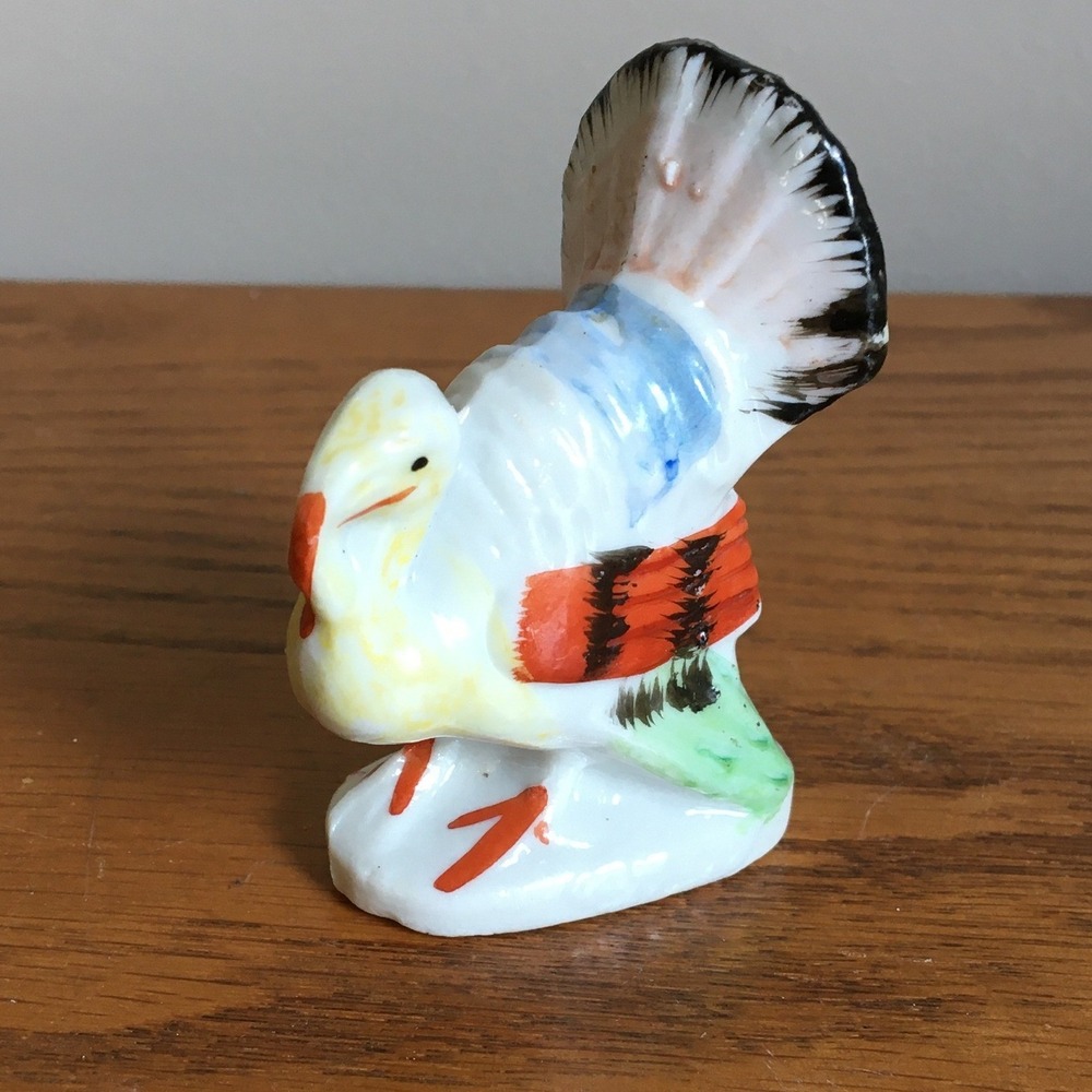 Vintage Turkey Figurine Miniature Japan Ceramic Porcelain Bisque